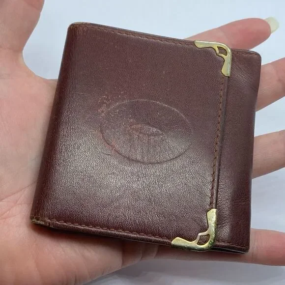Authentic Cartier Bordeoux Burgandy Small / Mini Coin Pouch / Wallet **WORN**